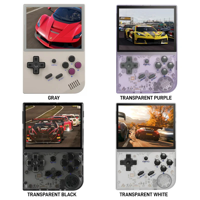 Anbernic RG35XX 2024 Retro Handheld Gaming Console (Transparent Black, Transparent White, Gray, Transparent Purple)