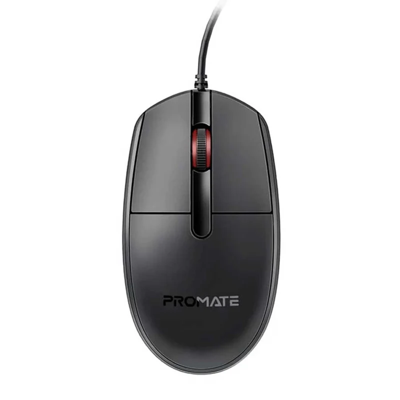 Promate CM-1200 Ergonomic Design Wired Optical Mouse (Black)