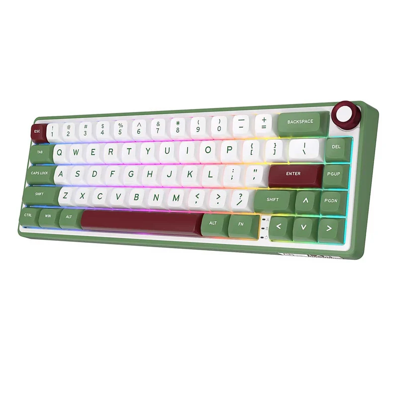 Royal Kludge R65 Single-Mode RGB 66-Keys Hot-Swappable Mechanical Keyboard Greensand (Chartreuse Switch, Brown Switch)