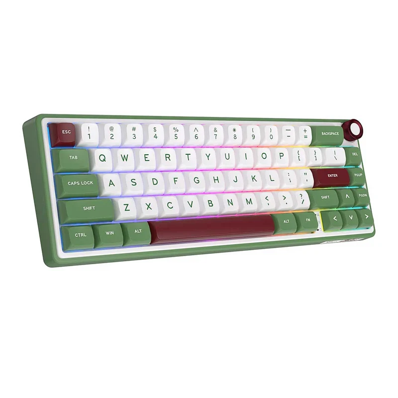 Royal Kludge R65 Single-Mode RGB 66-Keys Hot-Swappable Mechanical Keyboard Greensand (Chartreuse Switch, Brown Switch)