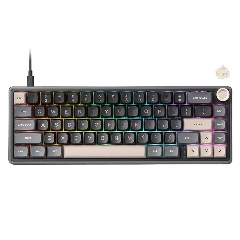 Royal Kludge R65 Single-Mode RGB 66-Keys Hot-Swappable Mechanical Keyboard Phantom (Blue Switch, Chartreuse Switch, Brown Switch)