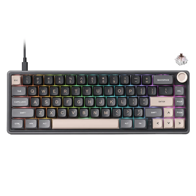 Royal Kludge R65 Single-Mode RGB 66-Keys Hot-Swappable Mechanical Keyboard Phantom (Blue Switch, Chartreuse Switch, Brown Switch)