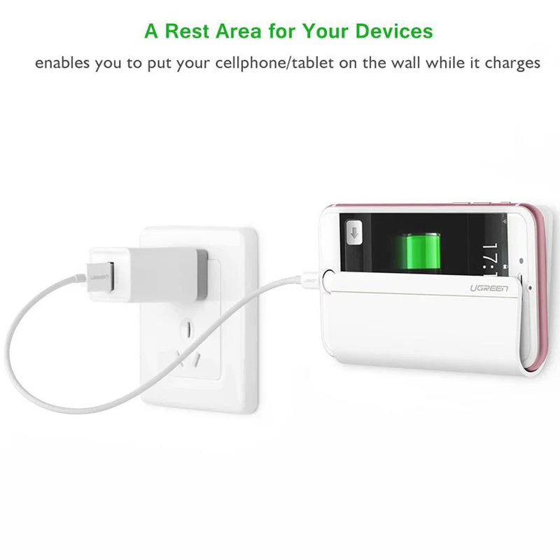 UGreen Adhesive Wall Mount Cellphone Charging Holder (White) (LP108/30394)