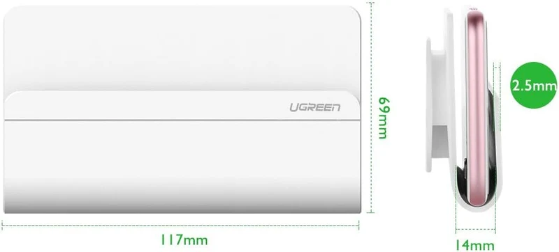 UGreen Adhesive Wall Mount Cellphone Charging Holder (White) (LP108/30394)