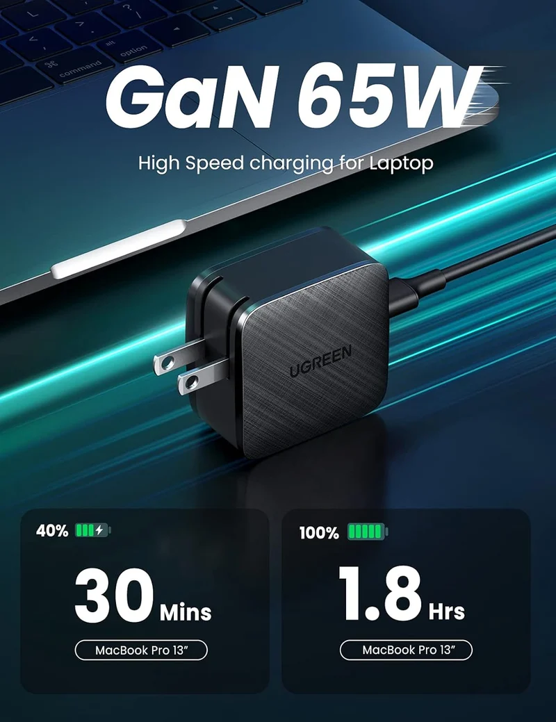 UGreen USB-C 65W PD Gan Tech Fast Charger (Black) (CD217/70816)