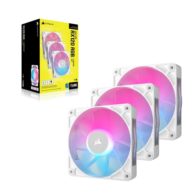 Corsair iCue Link RX120 RGB 120MM PWM Fan Triple Starter Kit (White)