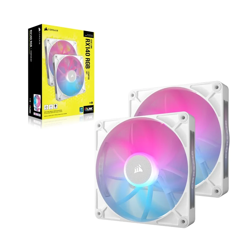 Corsair iCue Link RX140 RGB 140MM PWM Fan Twin Starter Kit (Black, White)