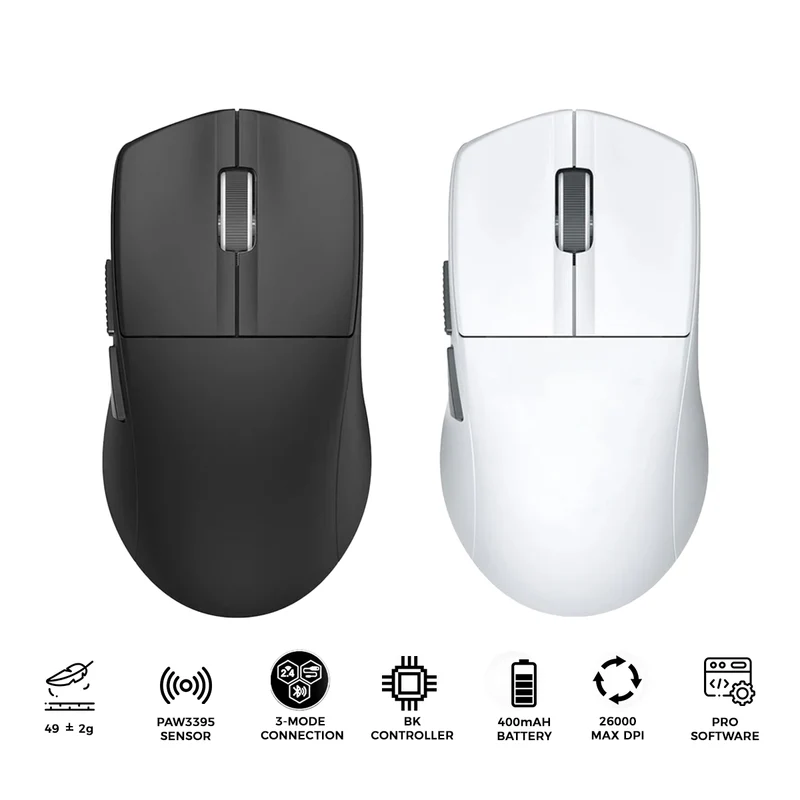 E-Yooso X-44 Lightweight Wireless Gaming Mouse (Black, White)