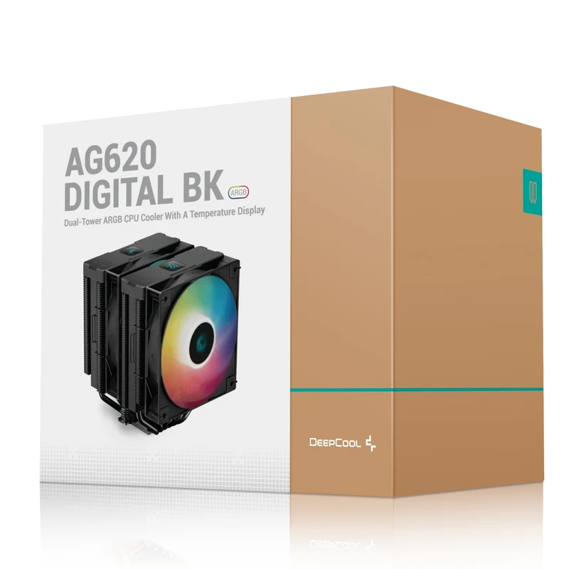 Deepcool AG620 Digital BK ARGB Dual-Tower CPU Cooler With A Temperature Display (Black) (R-AG620-BKADMN-G-2)