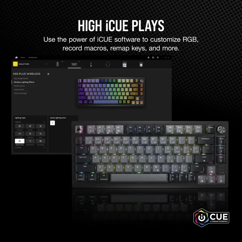 Corsair K65 Plus Wireless 75% RGB Mechanical Gaming Keyboard (MLX Red Switch)