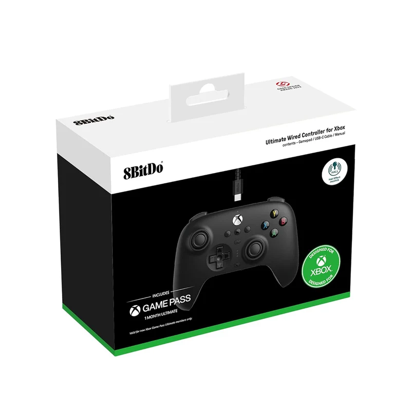 8bitdo Ultimate Wired Controller Hall Edition For (Xbox Series s/x / Xboxone/Windows 10/11) (Includes Game Pass) (82CE) (Black, White)