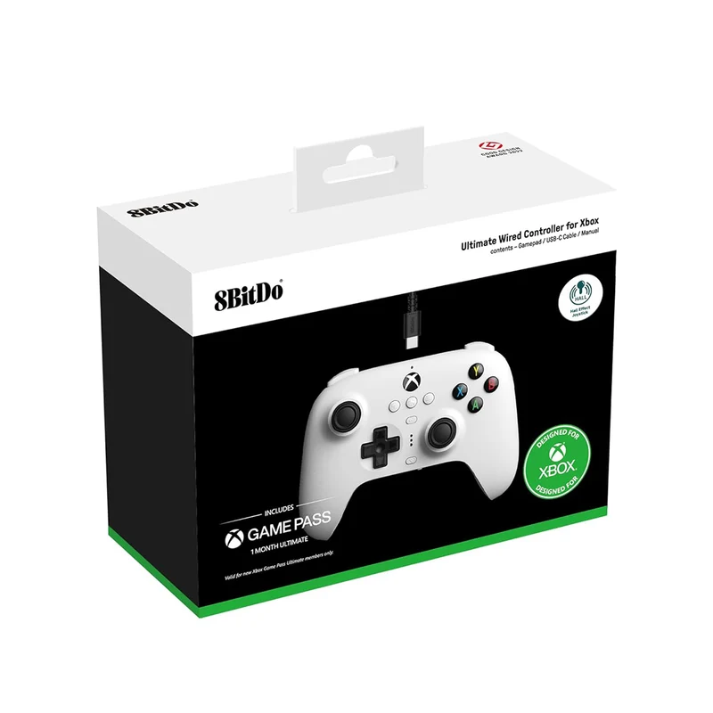 8bitdo Ultimate Wired Controller Hall Edition For (Xbox Series s/x / Xboxone/Windows 10/11) (Includes Game Pass) (82CE) (Black, White)