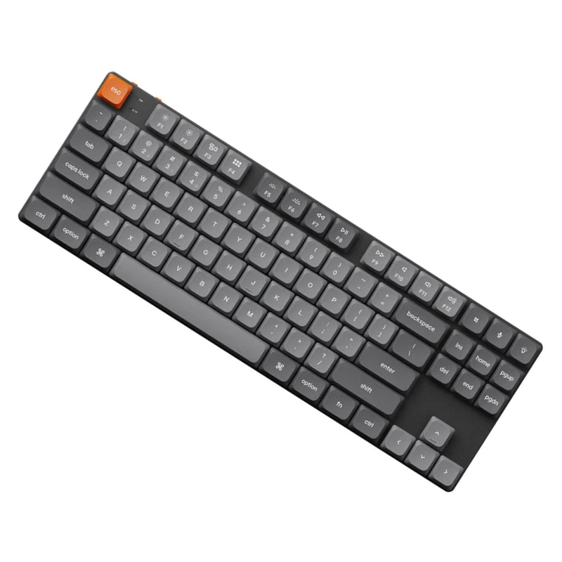 Keychron K1 Max QMK/Via RGB Backlit Hot-Swappable Compact Wireless Custom Mechanical Keyboard - Black/Grey (Low Profile Gateron Mechanical Red Switch, Low Profile Gateron Mechanical Brown Switch) (K1M-H1, K1M-H3)