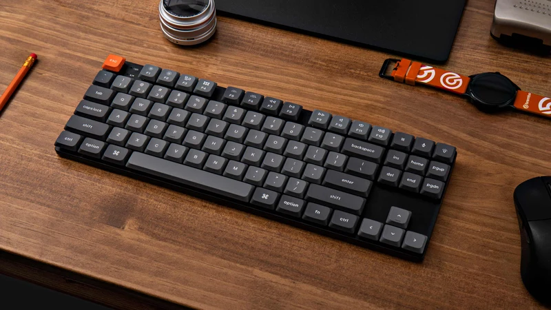 Keychron K1 Max QMK/Via RGB Backlit Hot-Swappable Compact Wireless Custom Mechanical Keyboard - Black/Grey (Low Profile Gateron Mechanical Red Switch, Low Profile Gateron Mechanical Brown Switch) (K1M-H1, K1M-H3)