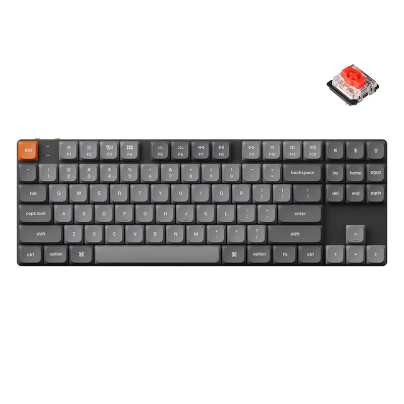 Keychron K1 Max QMK/Via Compact Wireless Custom Mechanical Keyboard - Black/Grey (White Backlit - Low Profile Gateron Mechanical Red Switch, RGB Backlit - Low Profile Gateron Mechanical Brown Switch)