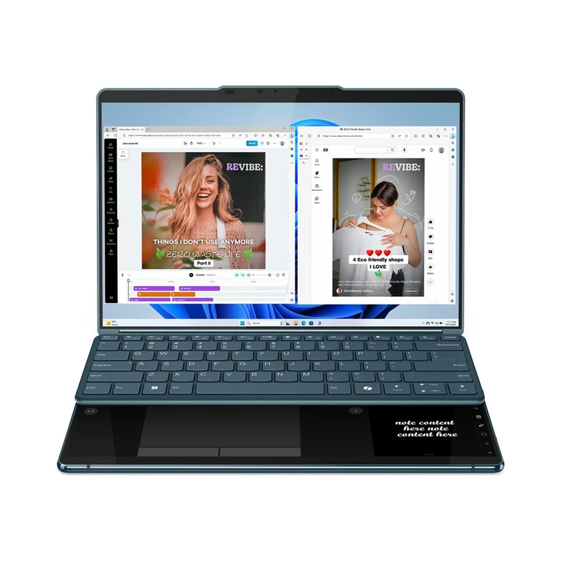Lenovo Yoga Book 9 13IMU9 83FF0009PH Laptop (Tidal Teal)|2X 13.3" 2.8K (2880x1800) OLED|Intel Ultra 7-155U|32GB RAM|1TB SSD|Integrated Intel Graphics|Win11 Home|MS Office 2021|Lenovo Digital Pen 3|Yoga Sleeve|Lenovo 600 Bluetooth Silent Mouse|Folio Stand