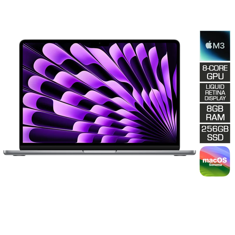 Macbook Air 13" (2024) (MRXN3PP/A) (Space Grey) | M3 Chip | 8-Core | CPU 8-Core GPU | 8GB RAM | 256GB SSD
