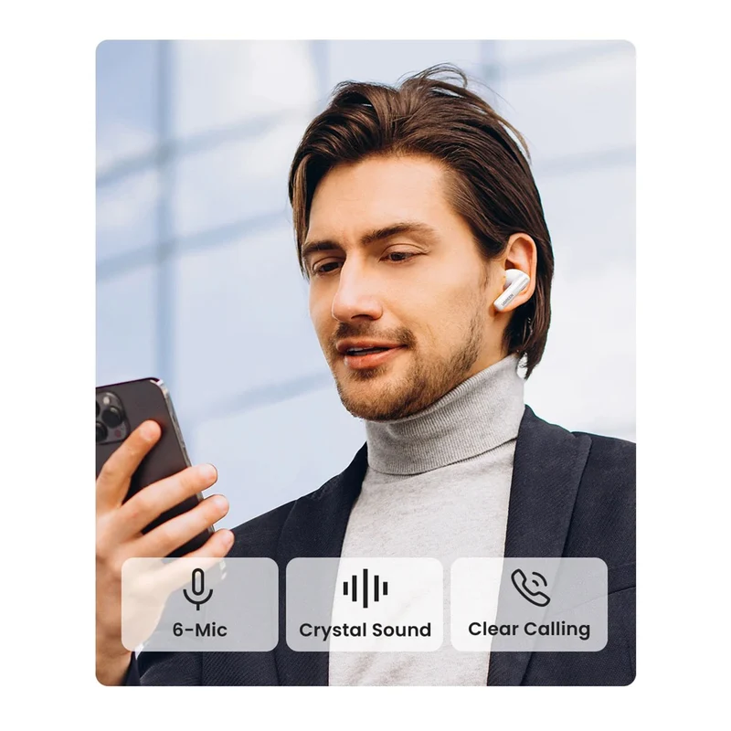 UGreen Hitune T6 Active Noise-Cancelling Earbuds (White) (WS200/15158)