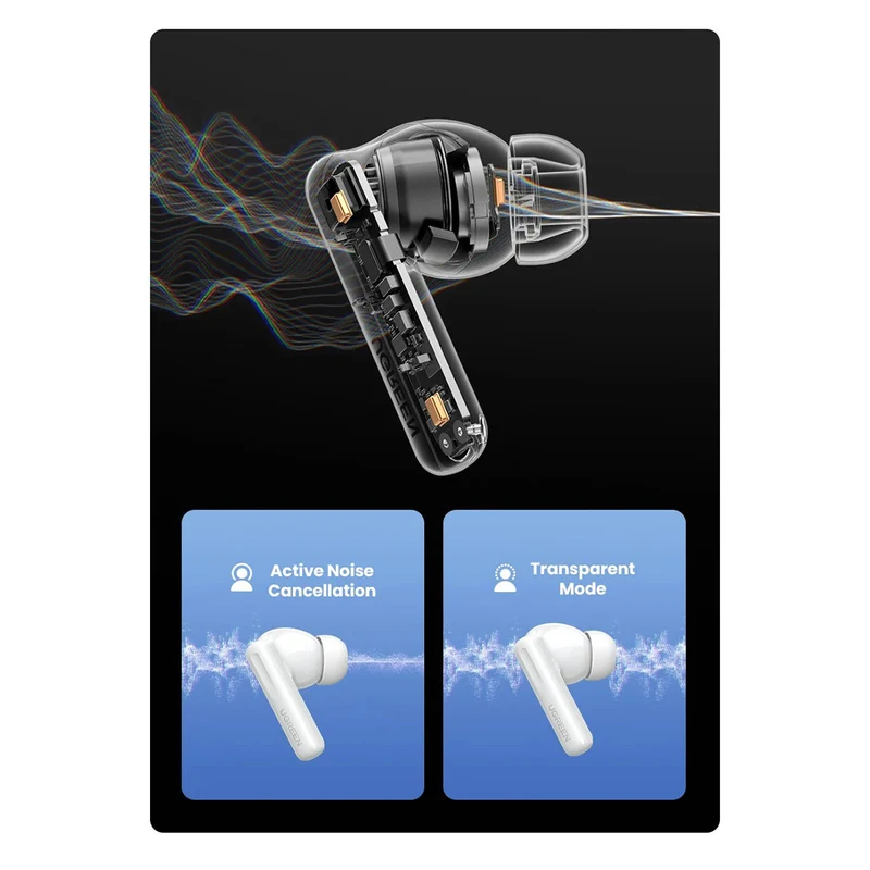 UGreen Hitune T6 Active Noise-Cancelling Earbuds (White) (WS200/15158)
