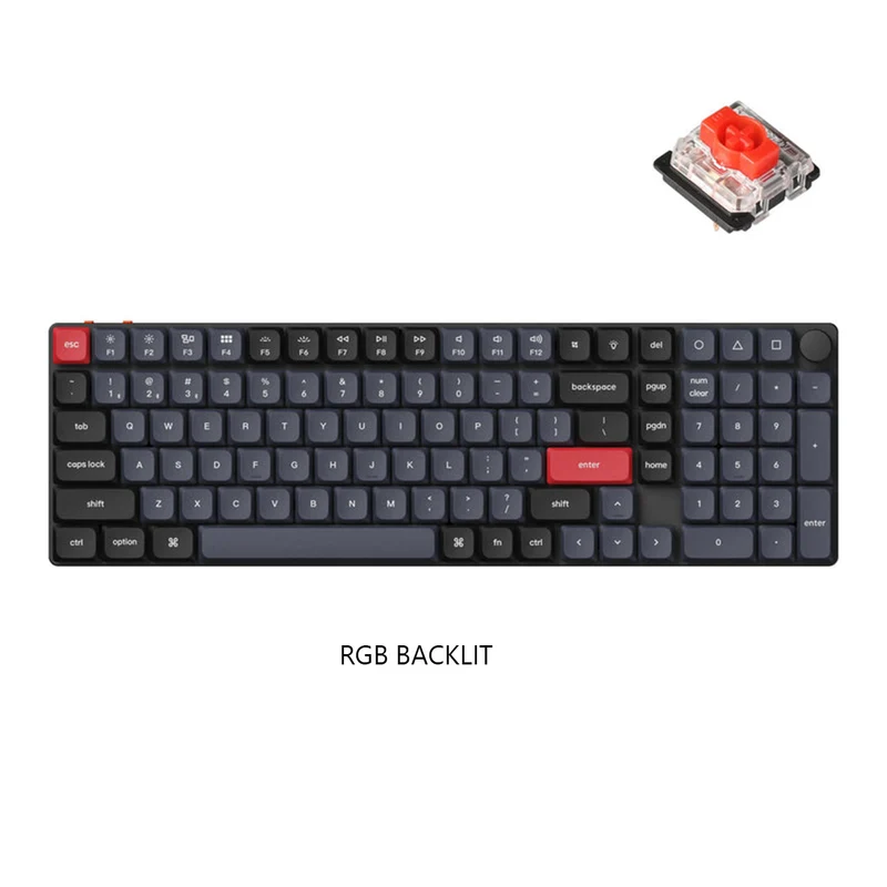 Keychron K17 Pro QMK/Via 96% Wireless Custom Mechanical Keyboard (Low Profile Gateron Mechanical Red Switch)
