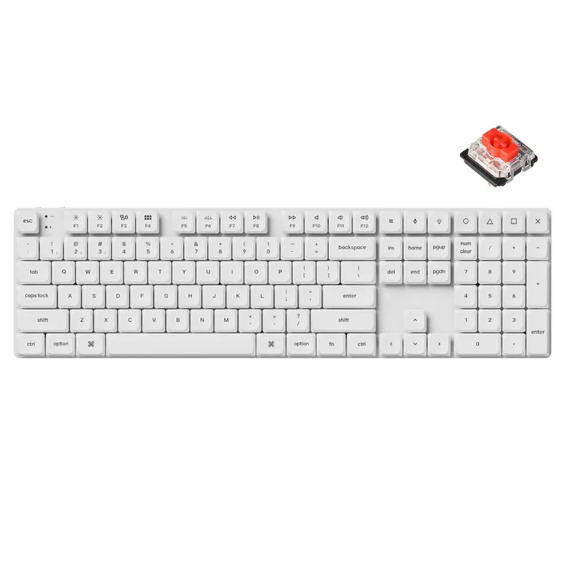 Keychron K5 Pro QMK/Via Full-Size White Backlit Wireless Custom Mechanical Keyboard - White (Red Switch) (K5P-O1)