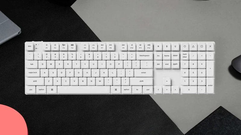 Keychron K5 Pro QMK/Via Full-Size White Backlit Wireless Custom Mechanical Keyboard - White (Red Switch) (K5P-O1)