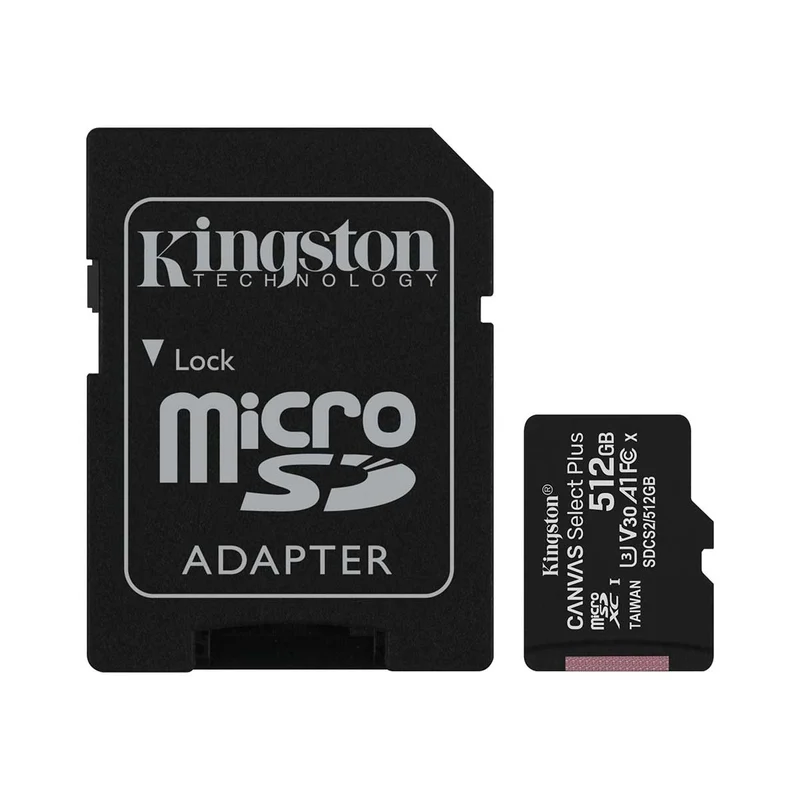 Kingston Canvas Select Plus 512GB 100MB/S Micro SD Memory Card With Android A1 Performance Class (SDCS2/512GB)