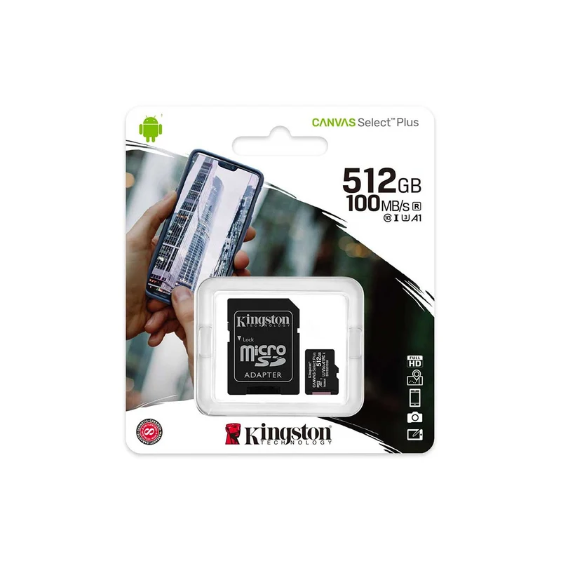 Kingston Canvas Select Plus 512GB 100MB/S Micro SD Memory Card With Android A1 Performance Class (SDCS2/512GB)