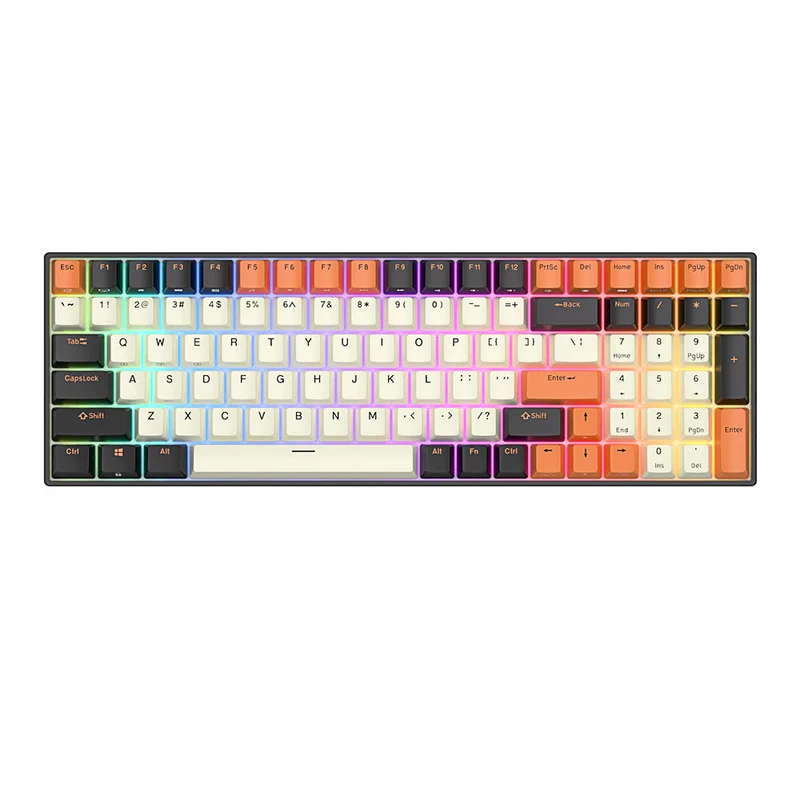Royal Kludge RK100 Tri-Mode RGB 100-Keys Hot Swappable Mechanical Keyboard (Black Orange) (Red Switch)