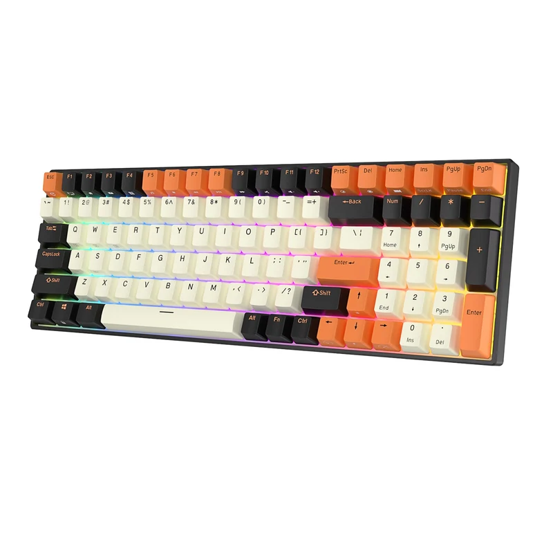 Royal Kludge RK100 Tri-Mode RGB 100-Keys Hot Swappable Mechanical Keyboard (Black Orange) (Red Switch)
