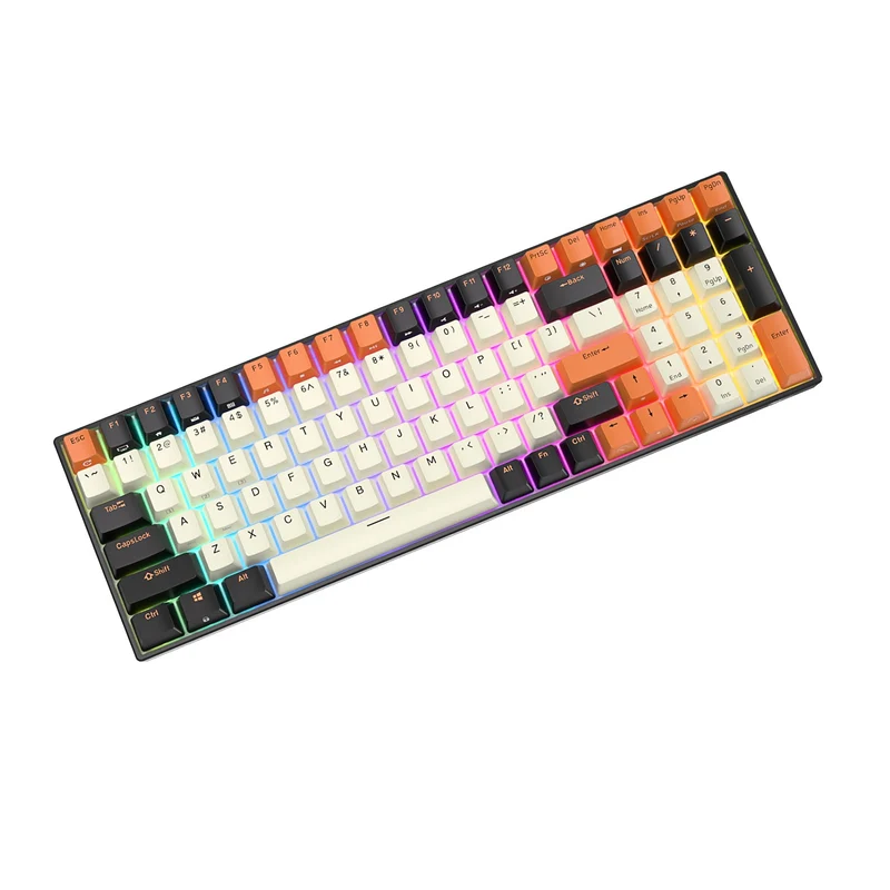 Royal Kludge RK100 Tri-Mode RGB 100-Keys Hot Swappable Mechanical Keyboard (Black Orange) (Red Switch)
