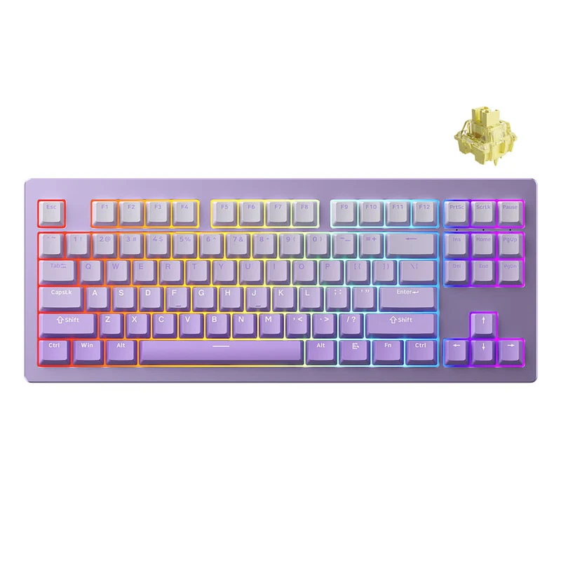 Monsgeek M3W Multi-Modes Aluminum Case Hot-Swappable Mechanical Keyboard Gasket Mount (Purple, Black, Silver)