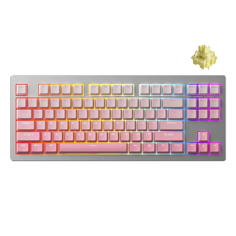 Monsgeek M3W Multi-Modes Aluminum Case Hot-Swappable Mechanical Keyboard Gasket Mount (Purple, Black, Silver)