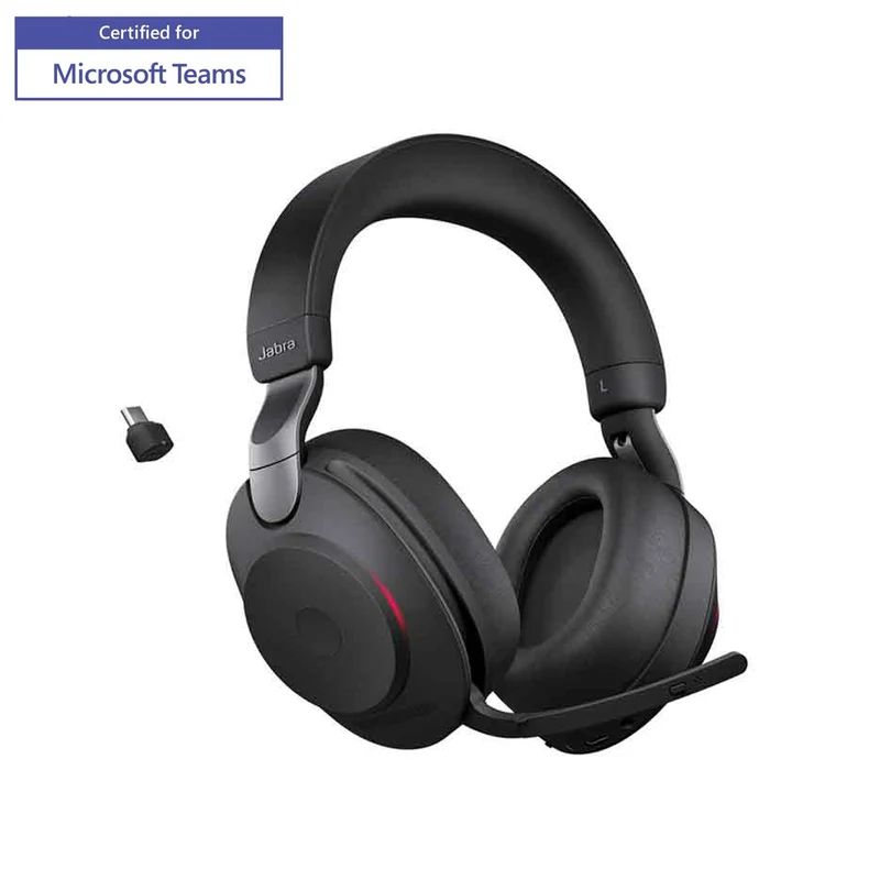 Jabra Evolve2 85 LINK380A MS Stereo Noise-Canceling Wireless Headset (Black) (With Charging Stand, Without Charging Stand)