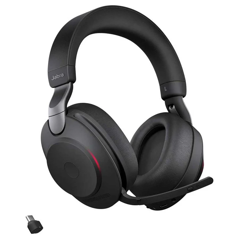 Jabra Evolve2 85 LINK380A MS Stereo Noise-Canceling Wireless Headset (Black) (With Charging Stand, Without Charging Stand)