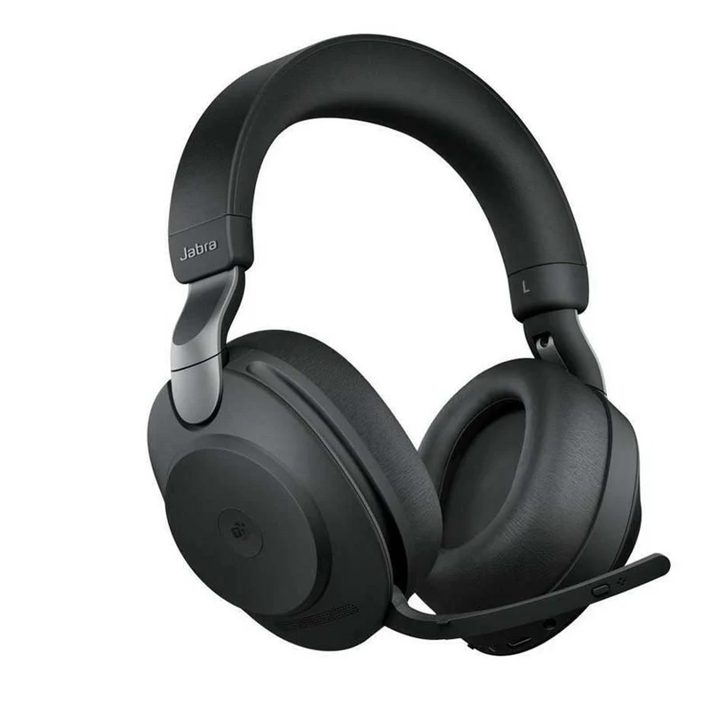 Jabra Evolve2 85 LINK380A MS Stereo Noise-Canceling Wireless Headset (Black) (With Charging Stand, Without Charging Stand)