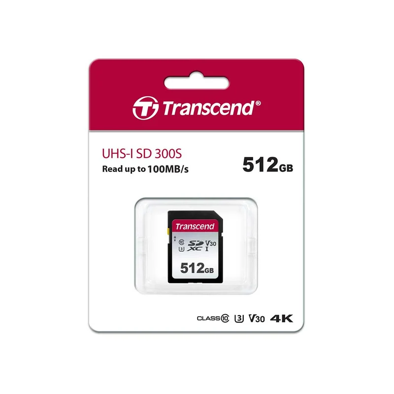 Transcend 300S SDXC UHS-I Class 10 U3 V30 100MB/S Read SD Card (256GB, 512GB)