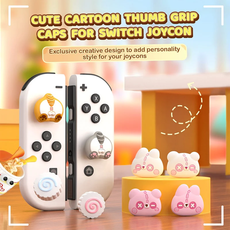 IINE Silicone Thumb Grip Caps For N-Switch (Bunny and Bear, Kamaboko, Feline Fanny)
