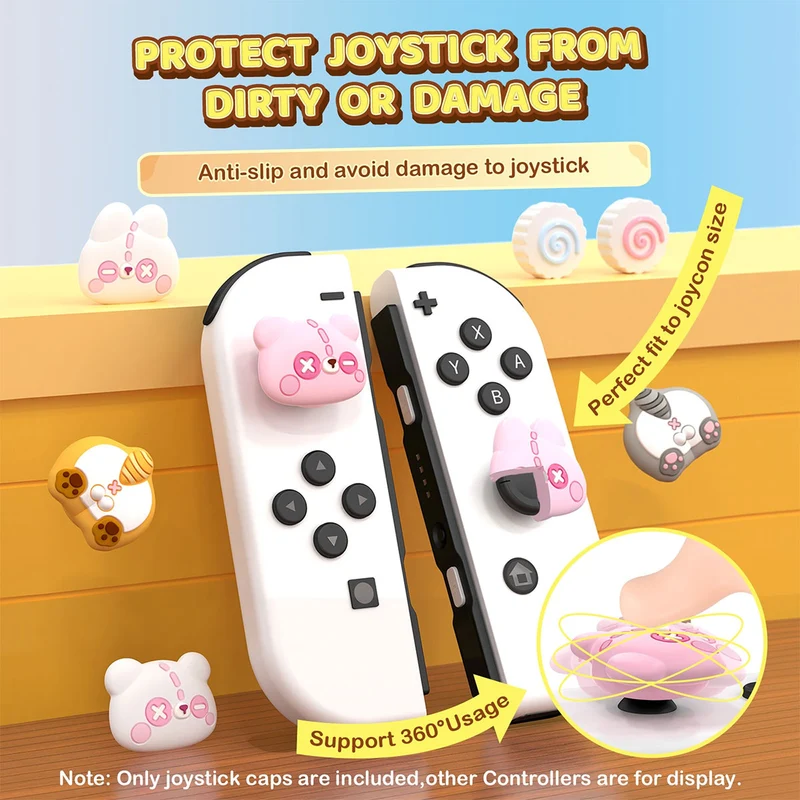 IINE Silicone Thumb Grip Caps For N-Switch (Bunny and Bear, Kamaboko, Feline Fanny)