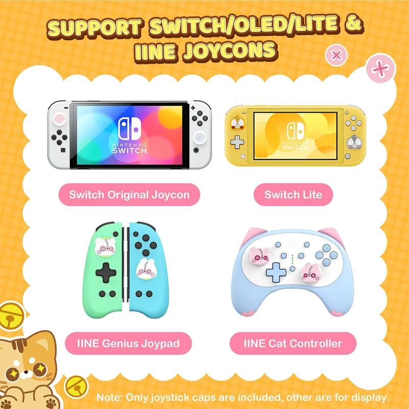 IINE Silicone Thumb Grip Caps For N-Switch (Bunny and Bear, Kamaboko, Feline Fanny)