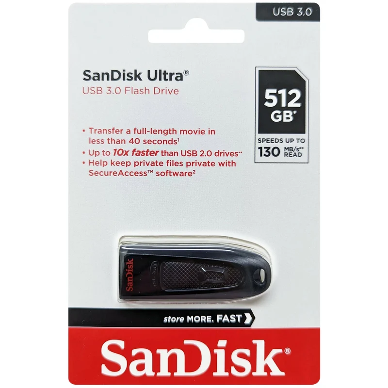 Sandisk Ultra USB 3.0 Flash Drive (128GB, 256GB, 512GB)