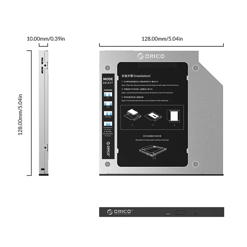 Orico Laptop Hard Drive Caddy for Optical Drive (Silver) (M95SS-SV-BP)