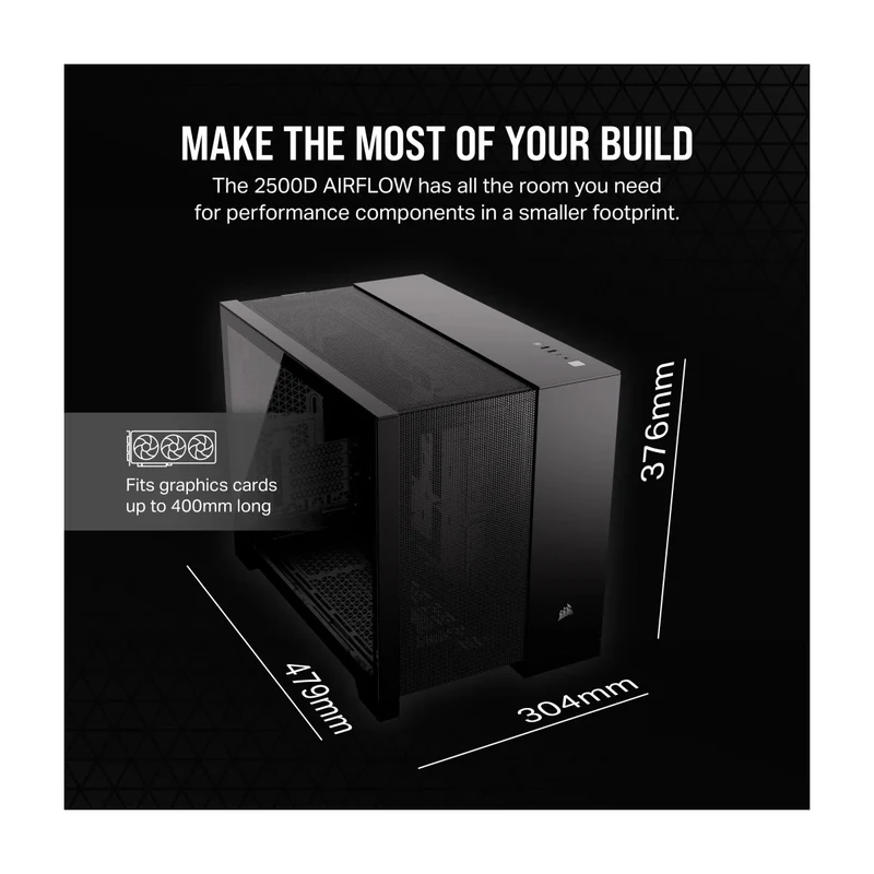 Corsair 2500D Airflow Mid-Tower Dual Chamber PC Case (Black, White)