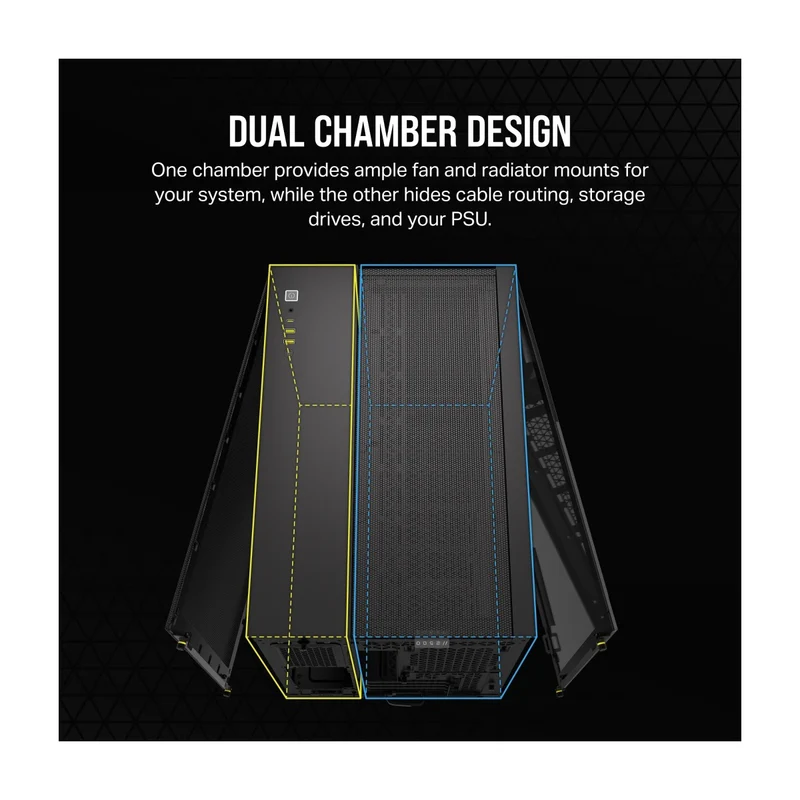 Corsair 2500D Airflow Mid-Tower Dual Chamber PC Case (Black, White)