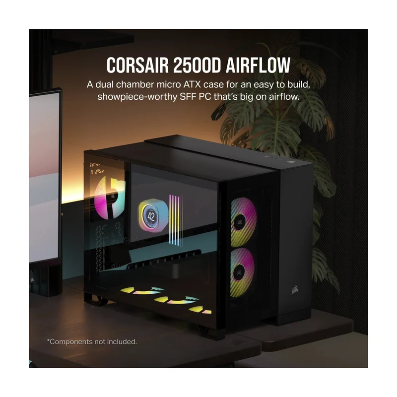 Corsair 2500D Airflow Mid-Tower Dual Chamber PC Case (Black, White)