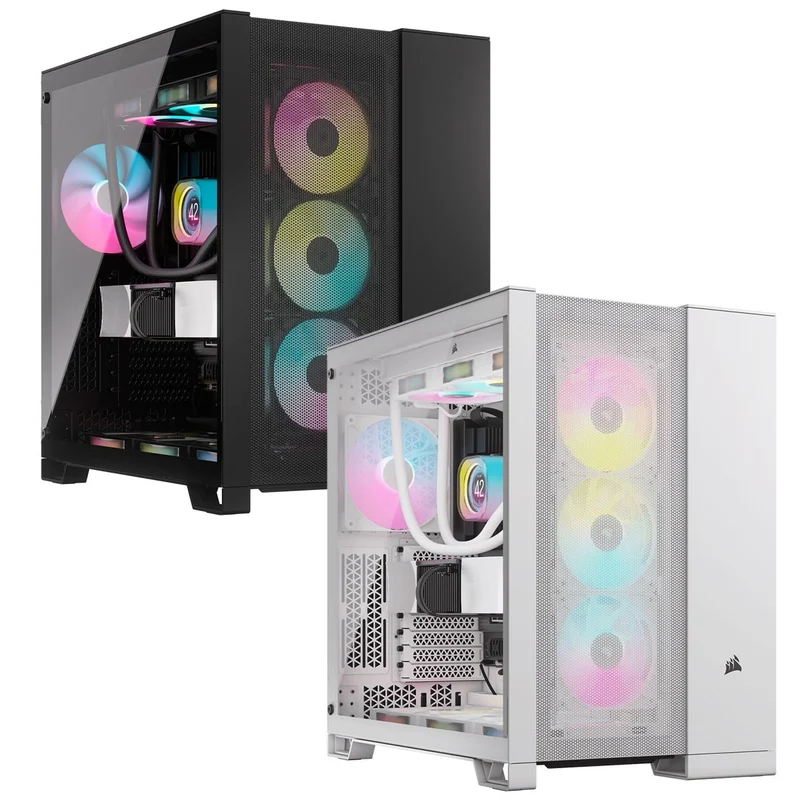 Corsair 6500D Airflow Tempered Glass ATX Mid-Tower Dual Chamber PC Case (Black, White)