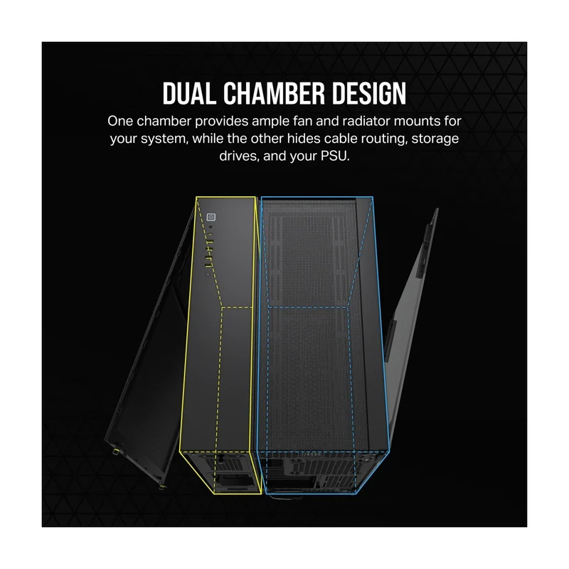 Corsair 6500D Airflow Tempered Glass ATX Mid-Tower Dual Chamber PC Case (Black, White)