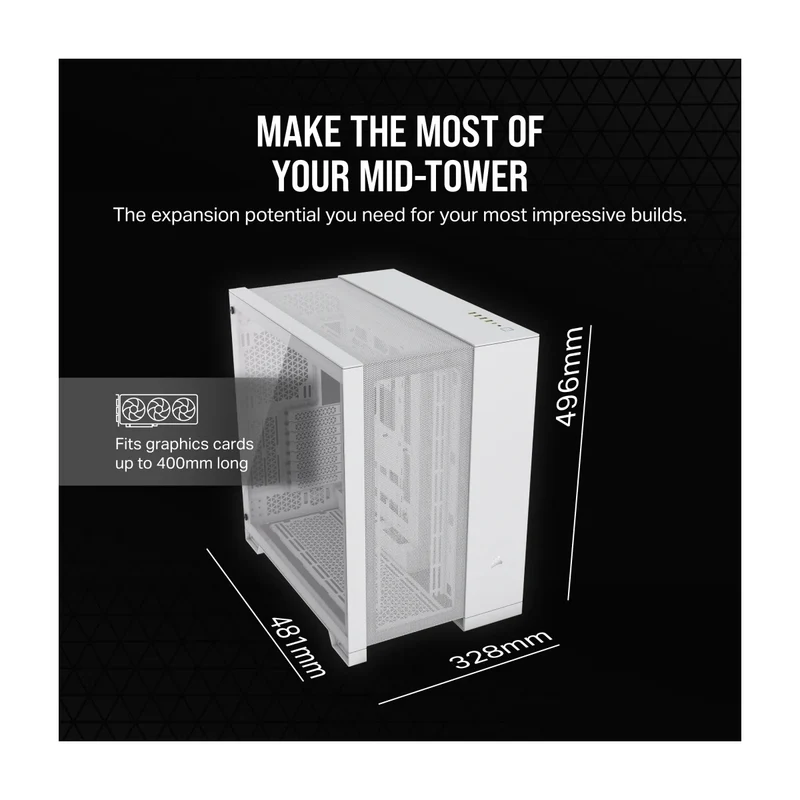 Corsair 6500D Airflow Tempered Glass ATX Mid-Tower Dual Chamber PC Case (Black, White)