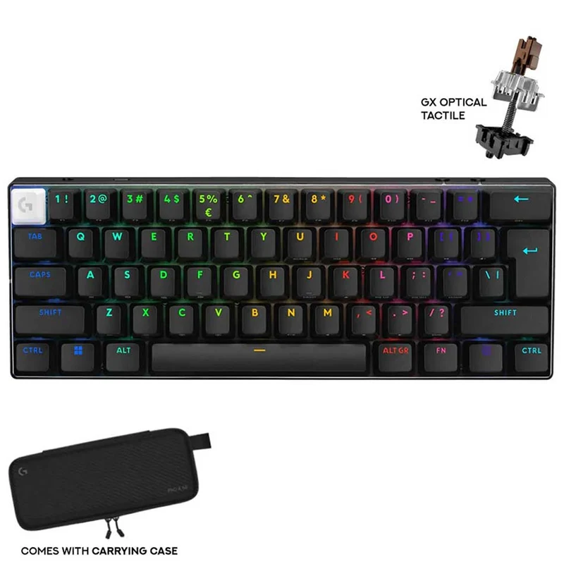 Logitech Pro X 60 Lightspeed Wireless Gaming Keyboard (GX Optical Tactile) (Black, White, Magenta)