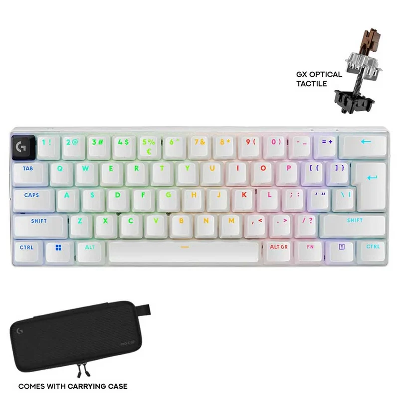 Logitech Pro X 60 Lightspeed Wireless Gaming Keyboard (GX Optical Tactile) (Black, White, Magenta)